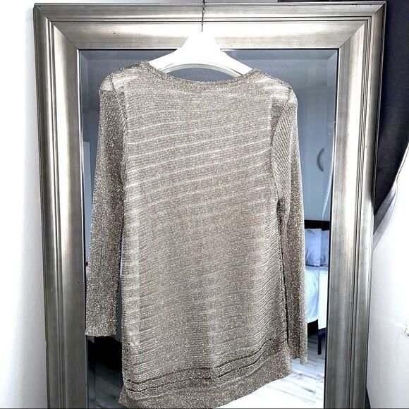CHICO’S Silver Metallic Cardigan Sweater in Size S - Picture 3 of 5